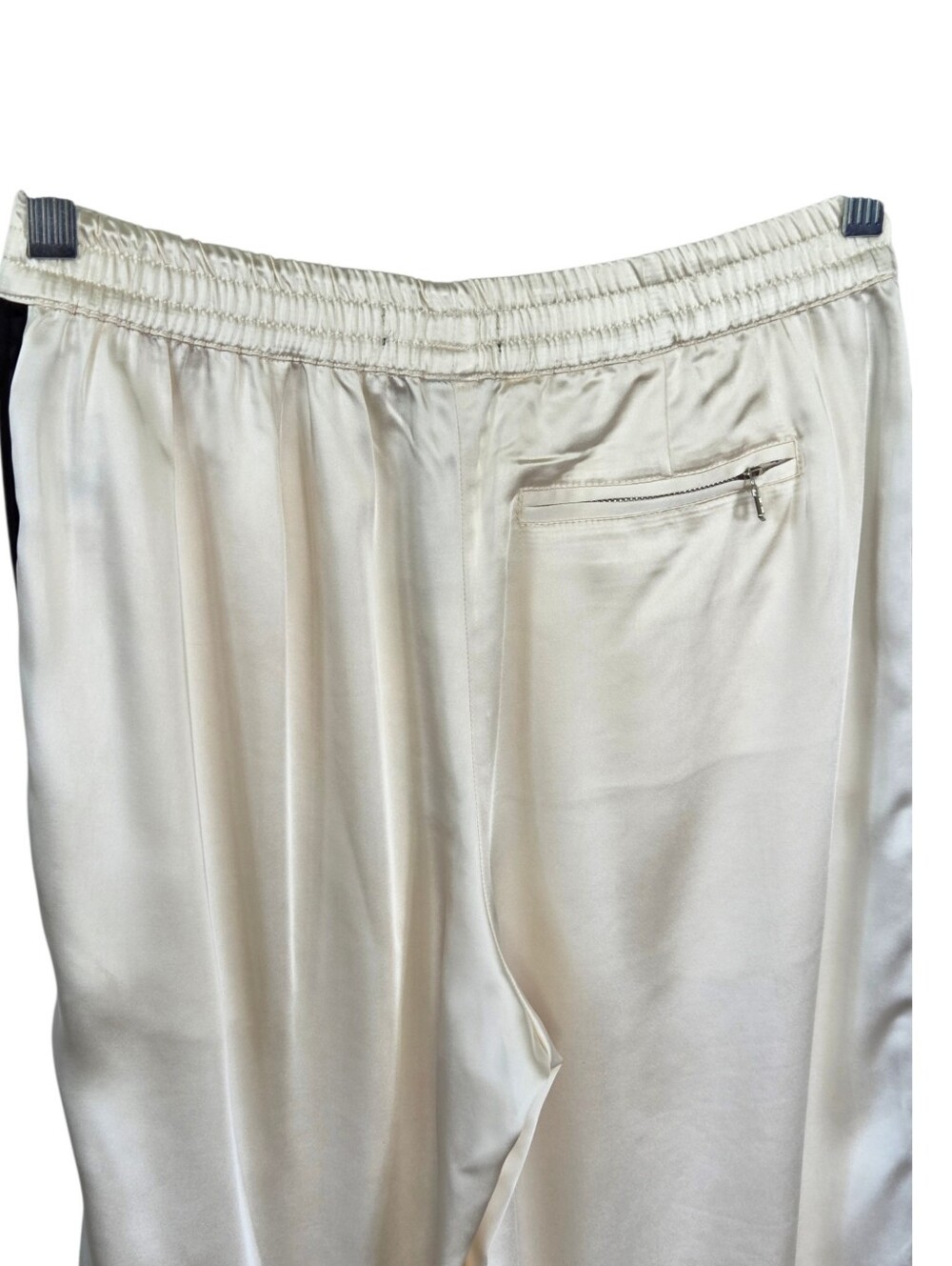 Sanctuary Satin Track Pants XS Ivory Black Stripe Relaxed Straight Sporty Luxe - Picture 10 of 14